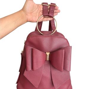 Like Dreams Bow Accent Faux Leather Backpack